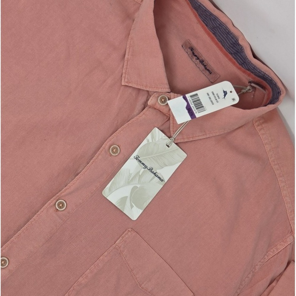 NEW Tommy Bahama Dobby Dylan Short‎ Sleeve Shirt Mens XXL 2XL Coral Orange NWT